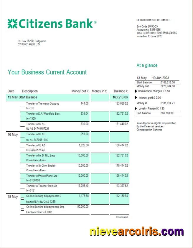 Citizens Bank firm statement